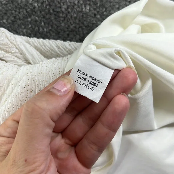 Bar III Sleeveless Above Knee Mini Dress White Glitter Womens XL Bride Bridal - Picture 8 of 10